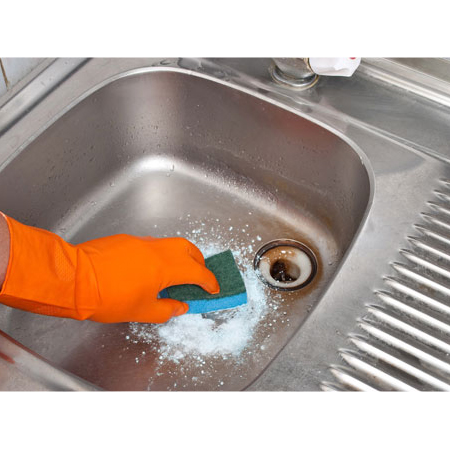 Remove rust stains on the sink